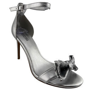 Michael Kors Paris Women's Size 7.5 M Silver Sequin Heels Ankle Strap Sandal NWB